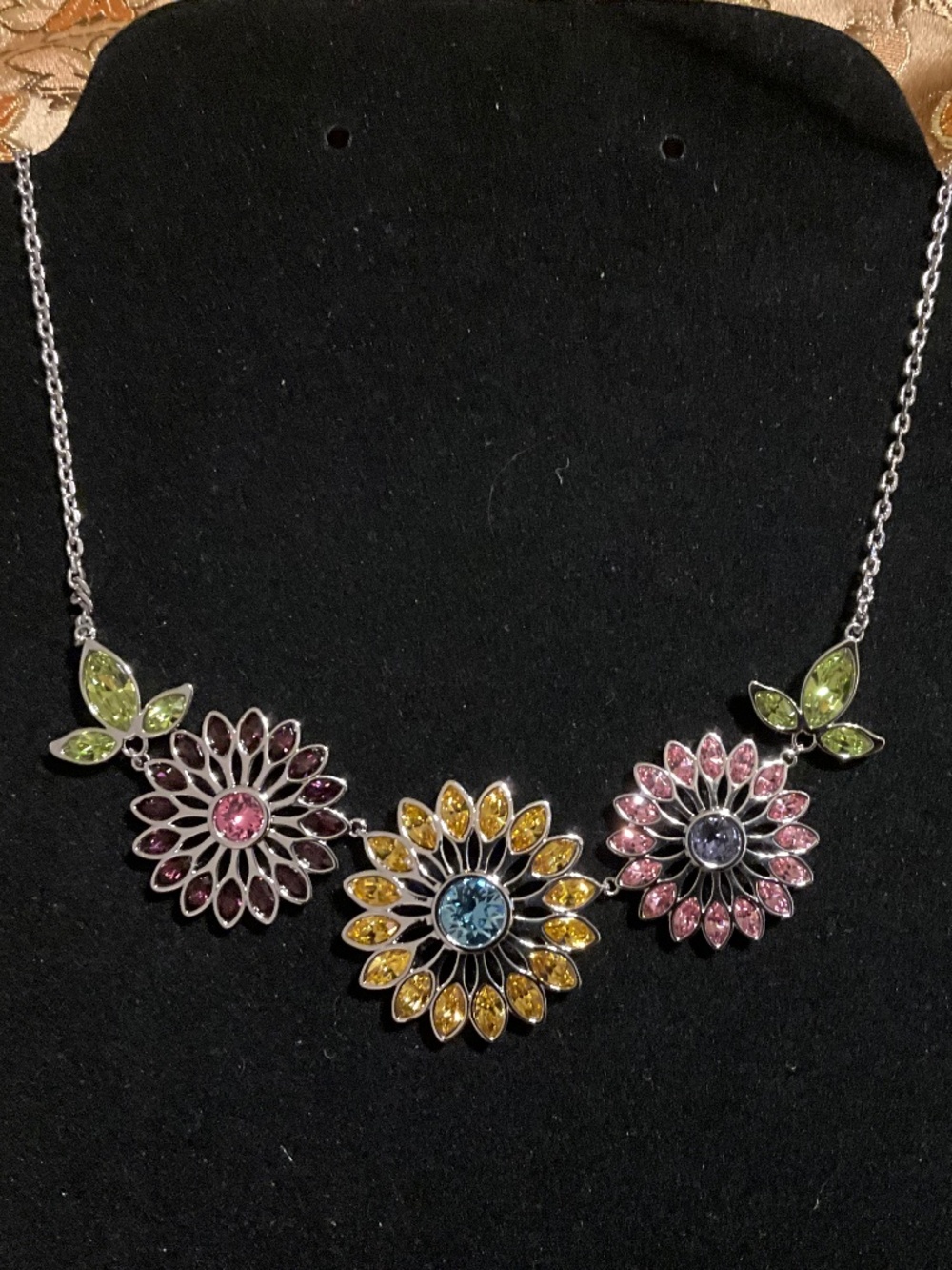 Touchstone Swarovski Crystal Vibrant Garden Floral Necklace #2479N